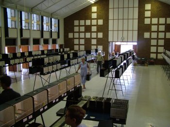 The show hall with the judges in the foreground.