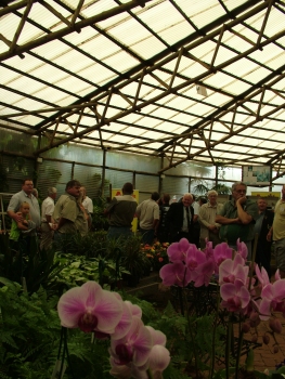 Members in the venue surrounded by flowers and various plants