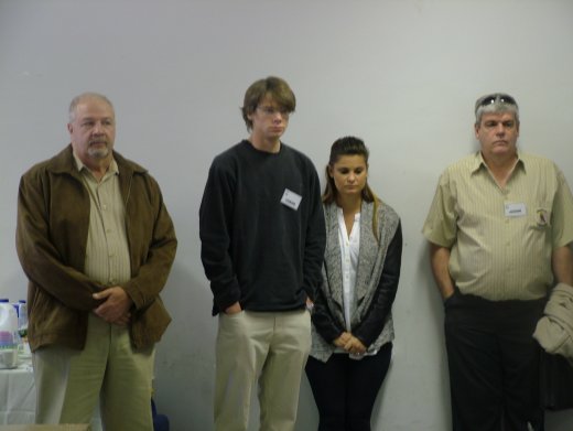 The judges Albert Olivier (left) and Andre Scholtz (right) with Sakkie and Noele - Free State Championship Show 2015
