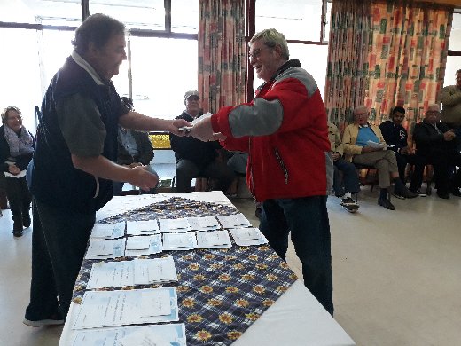 Reinhard Molkentin (Molkentin Stud) receives his awards from Ian Bleasdale (BSSA President) at the Free State Area Championship Show 2018