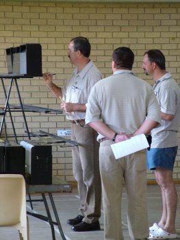 Pierre Swart judges the Spangles while Barend Allers looks on.