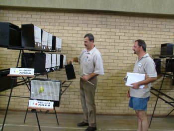 Pierre Swart judges while Senior Steward Barend Allers looks on.