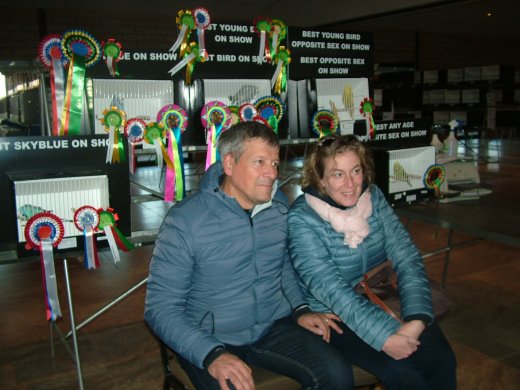 Dino Pececco and his wife in front of the major winners at the SA National Championship Show 2015