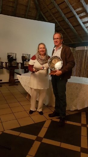 Show Manager, Diane Kruger, with the SA National Champion, Tommie Roodt.