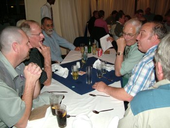 Phil (right) tells one of his jokes while from left to right - Ian Nel, Jimmy Steele, Mike Davies, Ray Brown listen