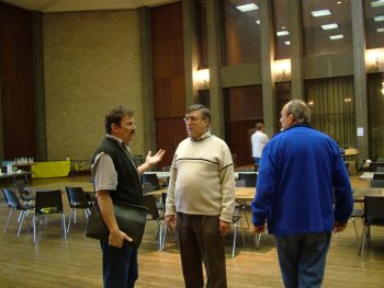 Reception hall with Ian Bleasdale, Malcolm Taylor and Heino Artus