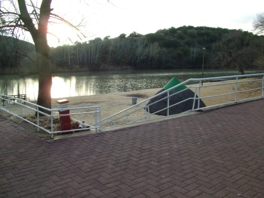 The restaurant patio overlooks the river.