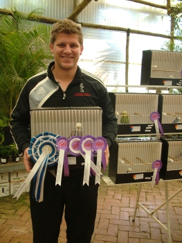 Rynier Burger with the winning Bird on Show
