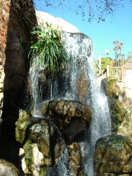 One of the many waterfall features.