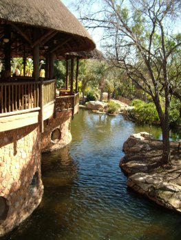 Waterfeature and pathways at the venue.